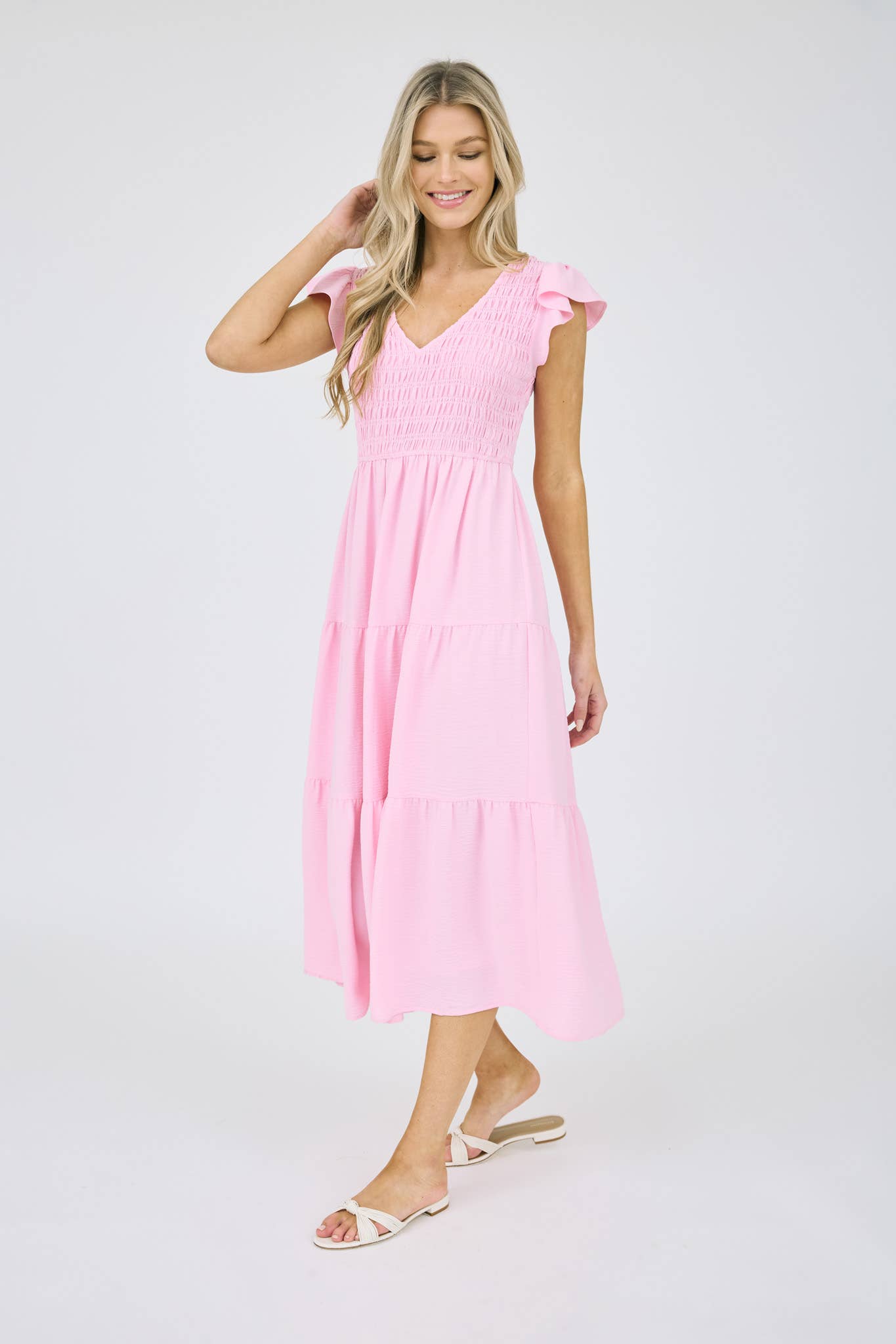 FLUTTER SLEEVE MAXI DRESS