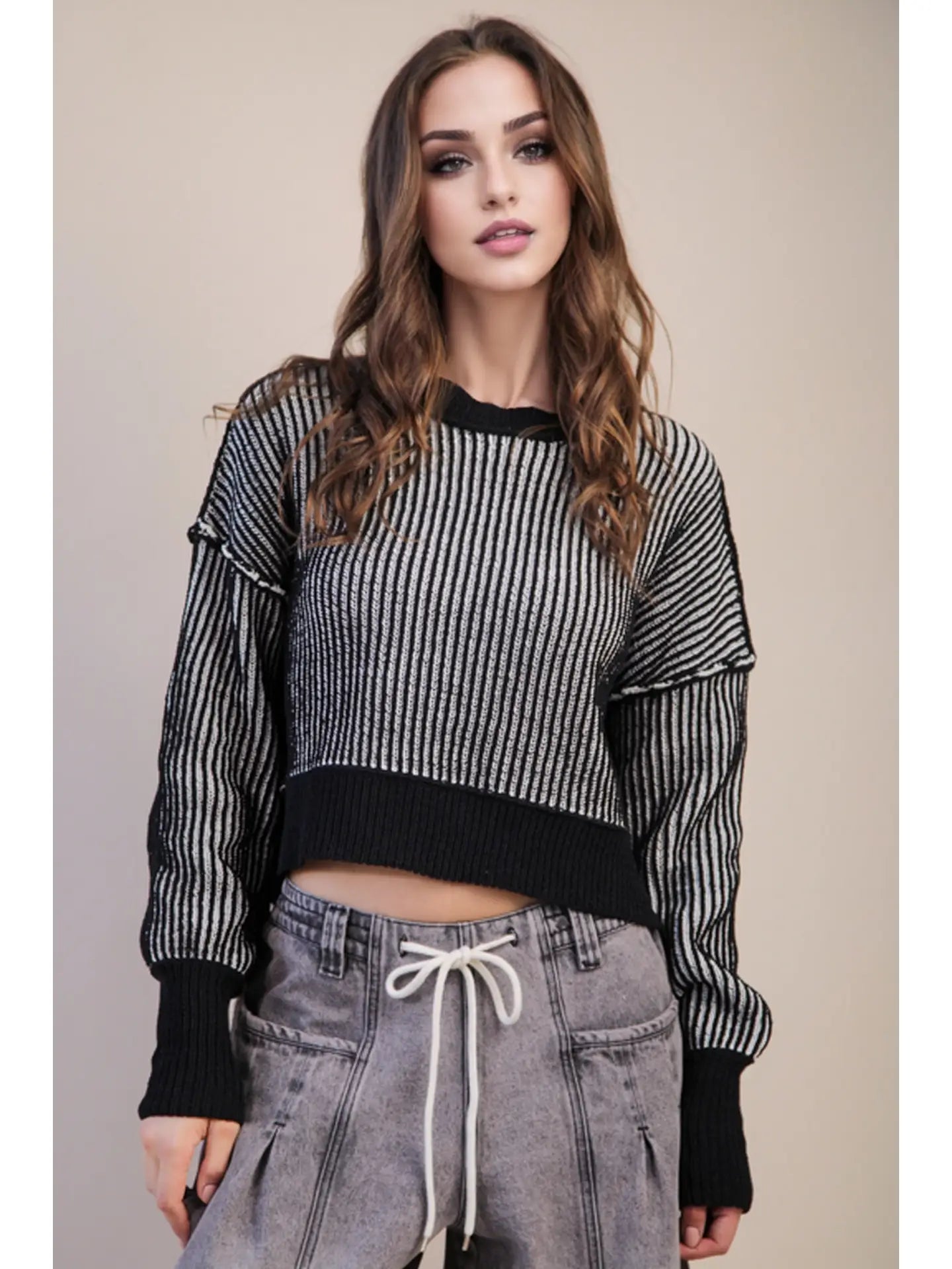 Two-Tone Striped Sweater