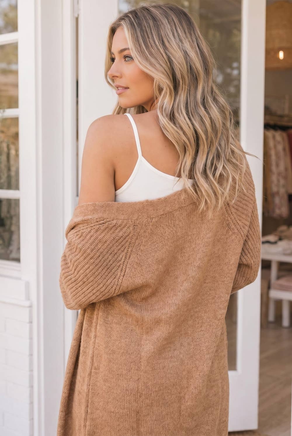 Open Cardigan With Relaxed Patch Pockets