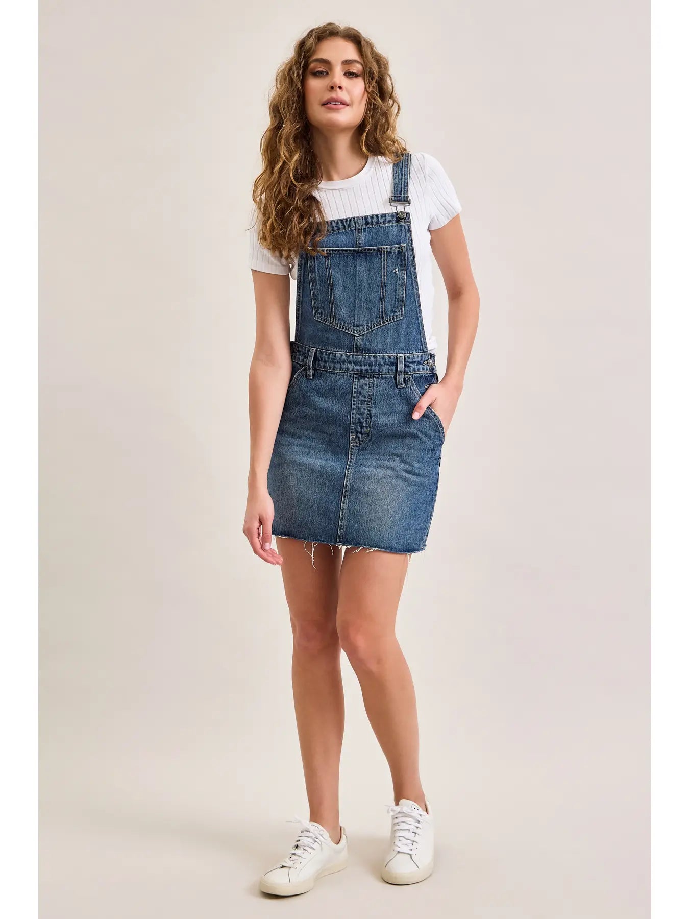Denim Overall Mini Dress M
