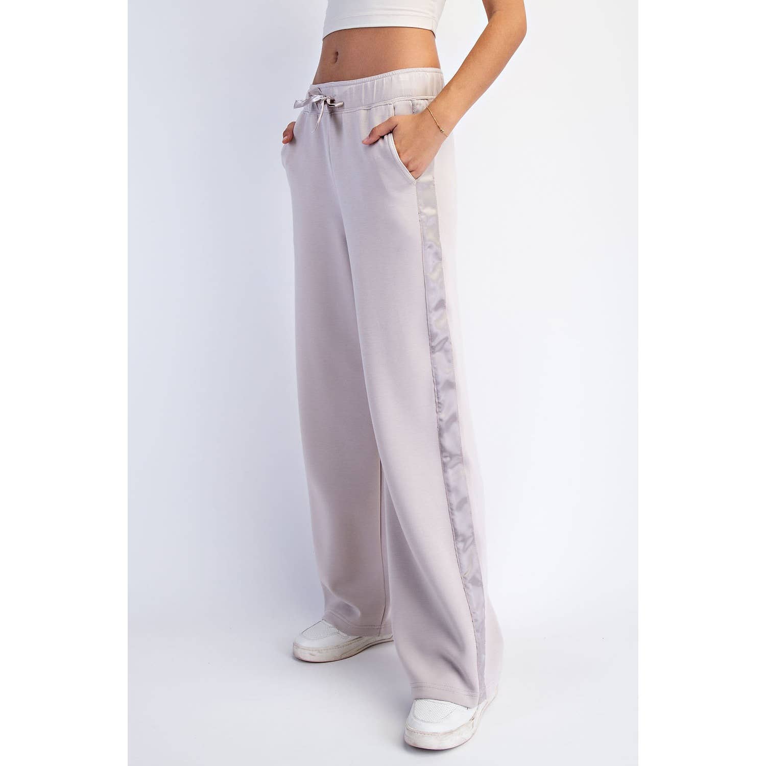 Modal Scuba Straight Pant with Satin Trim