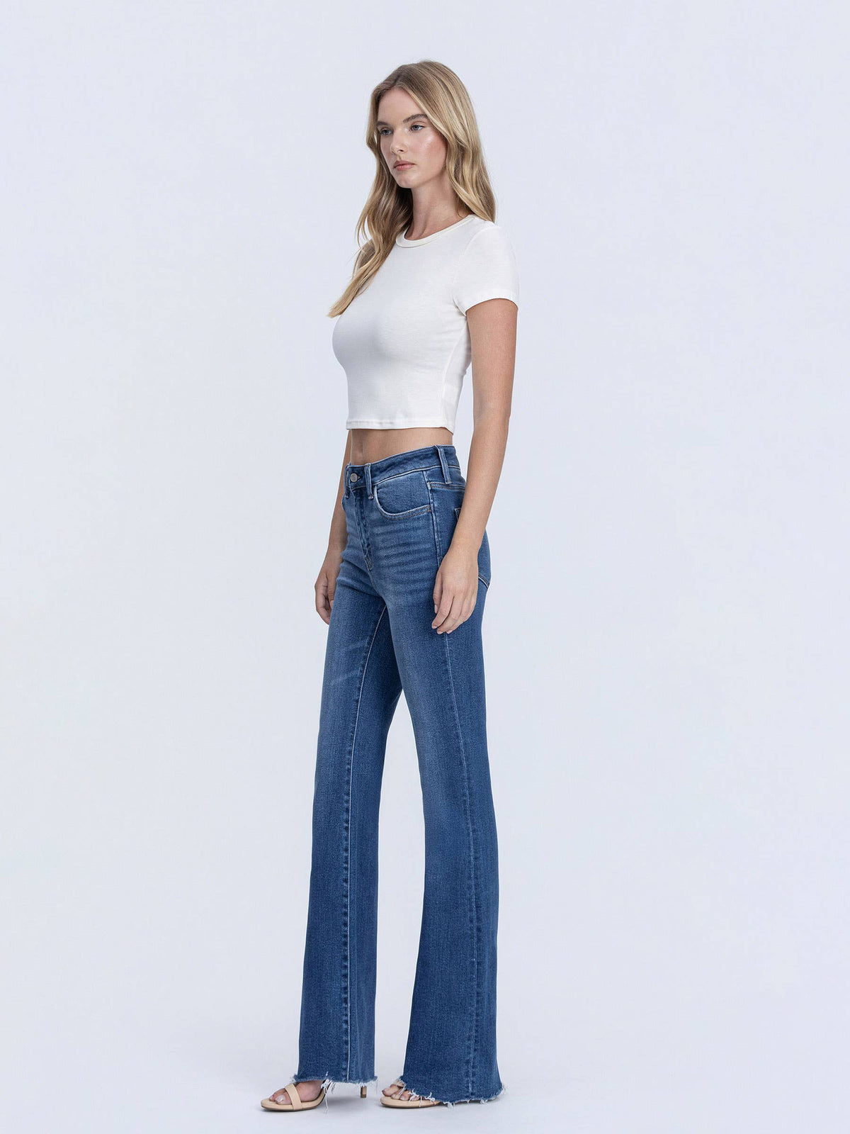 Lovervet High Rise Raw Hem Bootcut Jeans 33"