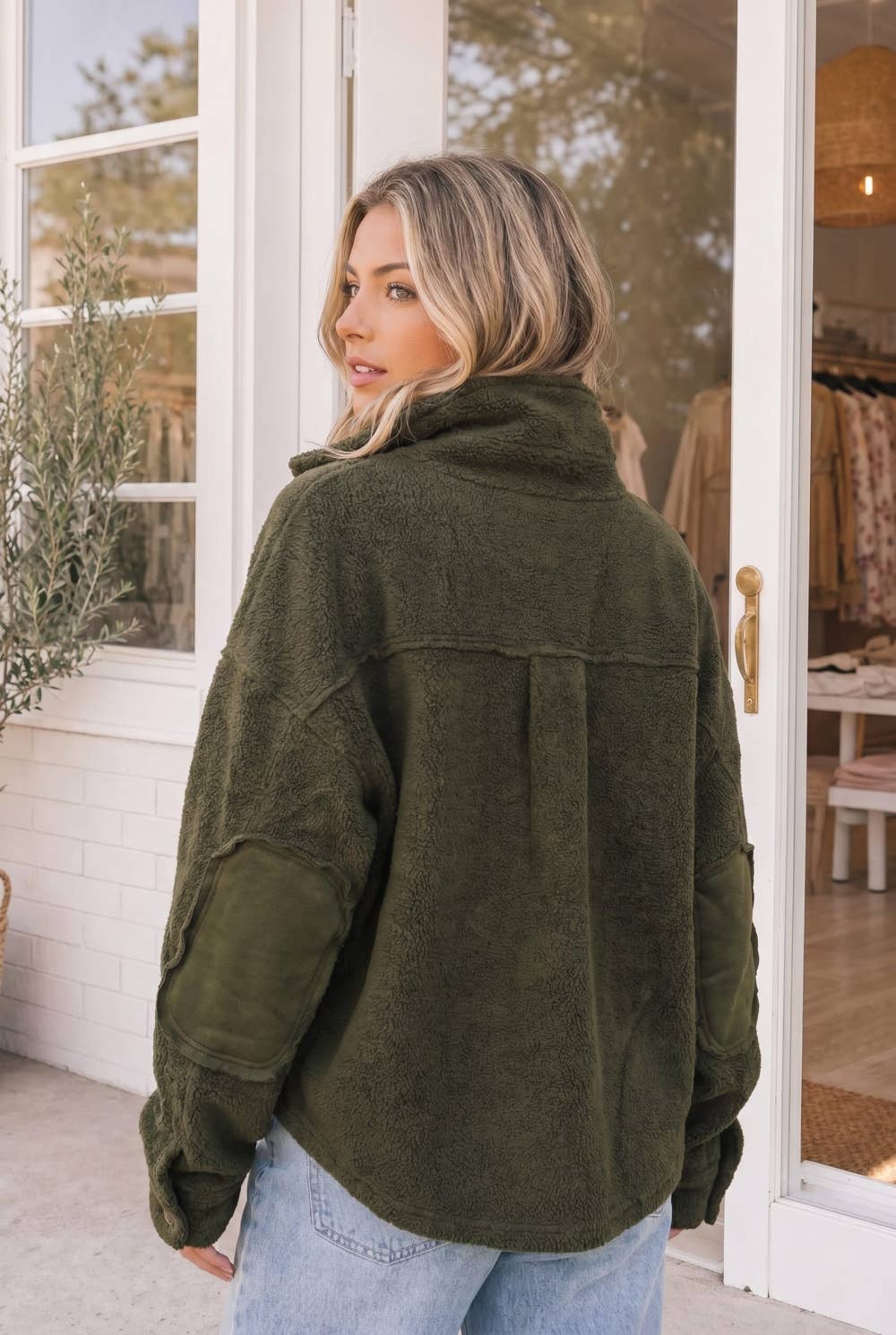 Button Front Fleece Utility Jacket