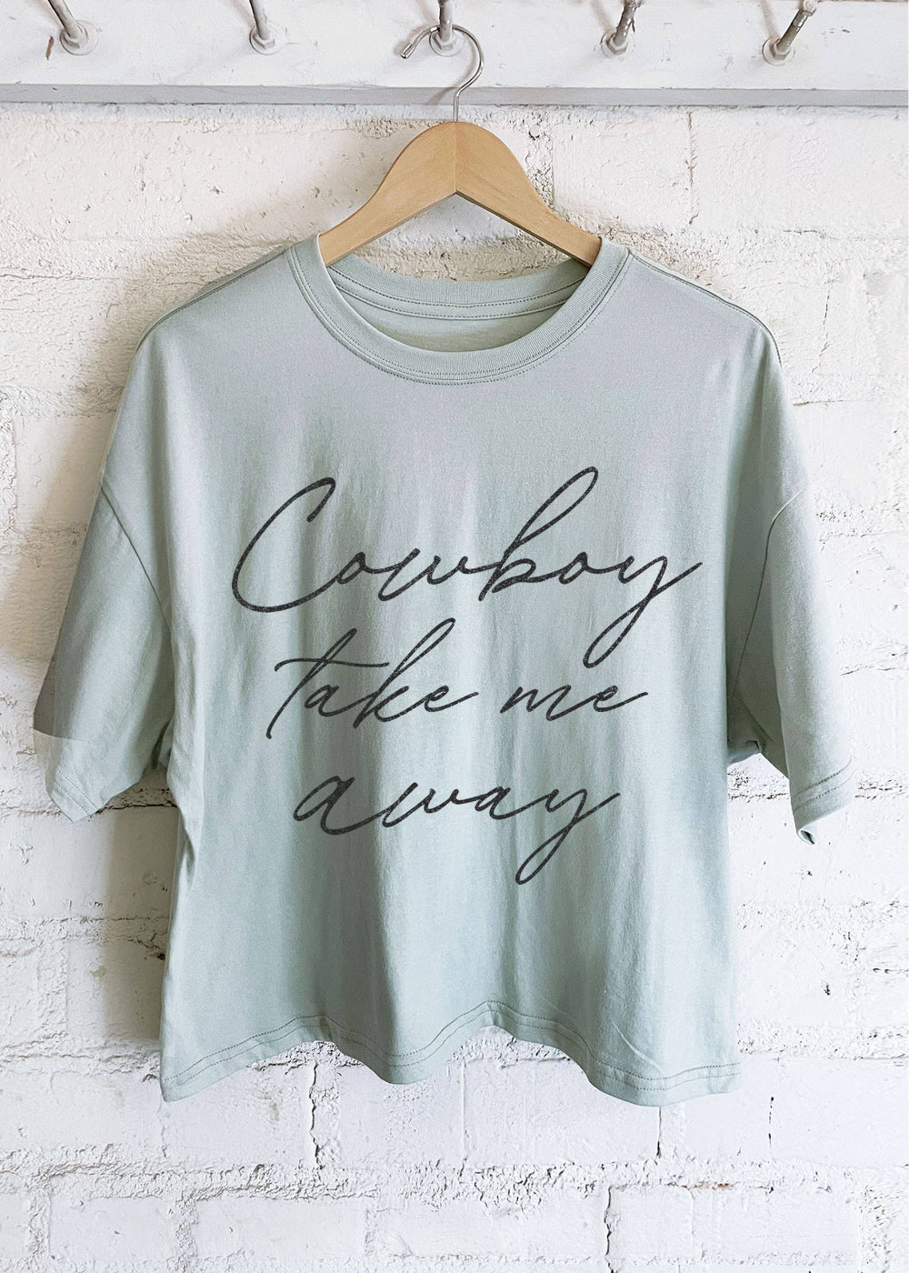 Cowboy Take Me Away Graphic Long Crop Tee