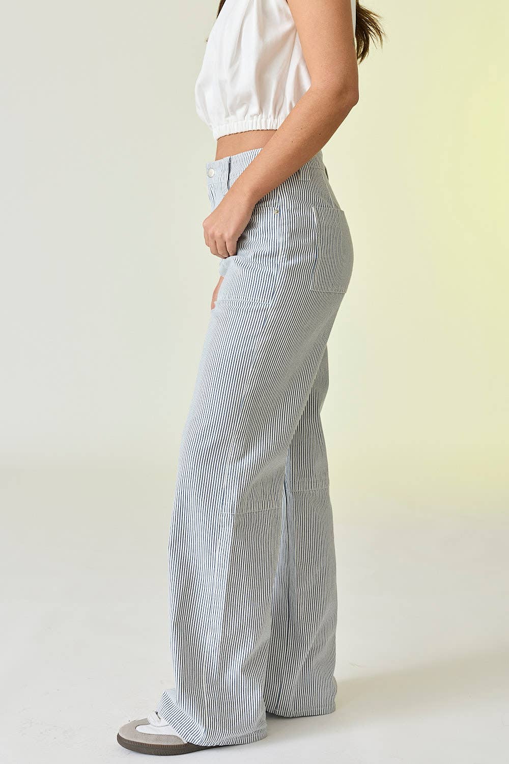 Pinstripe Straight Leg Trousers