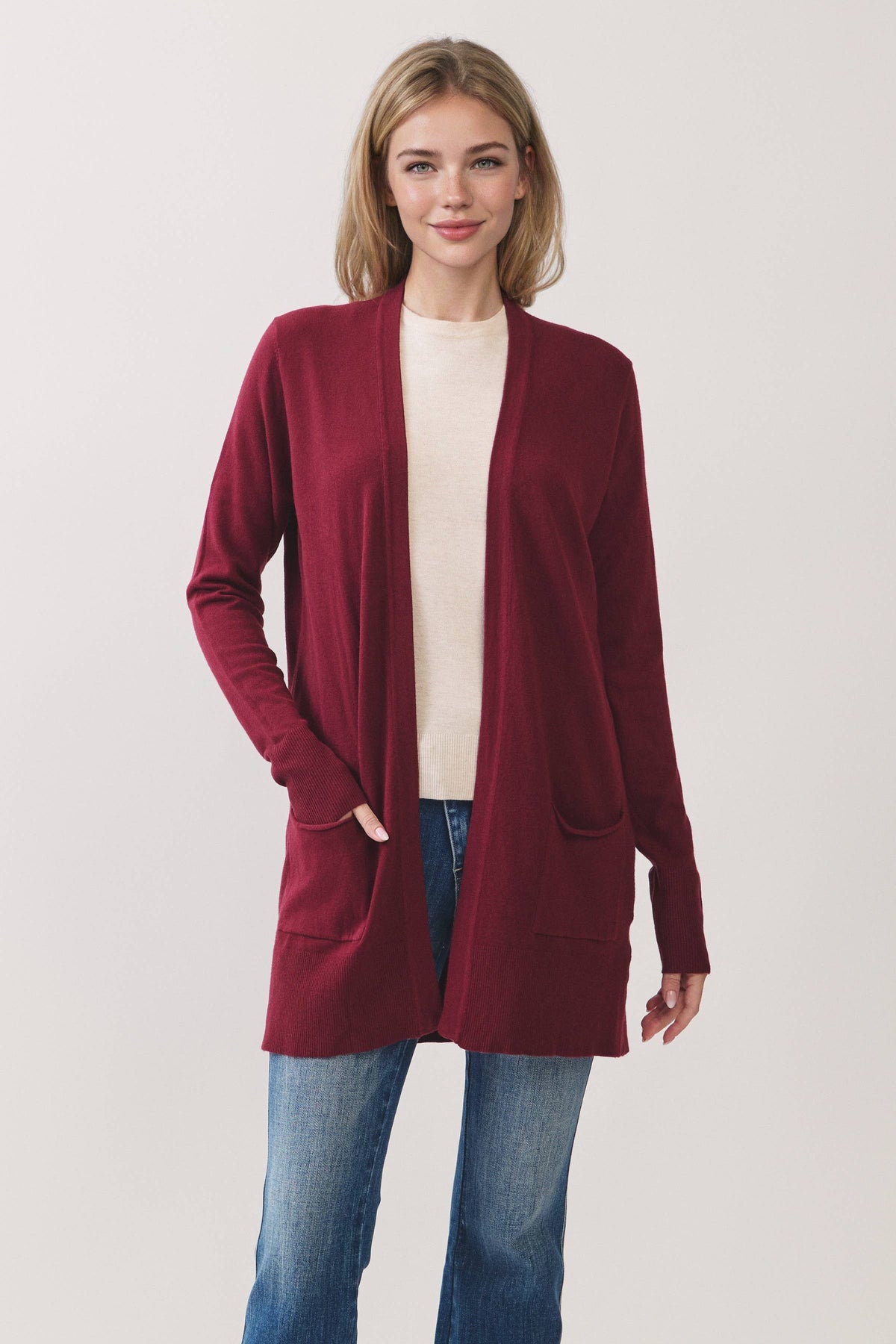 Longline Open Front Pocket Cardigan