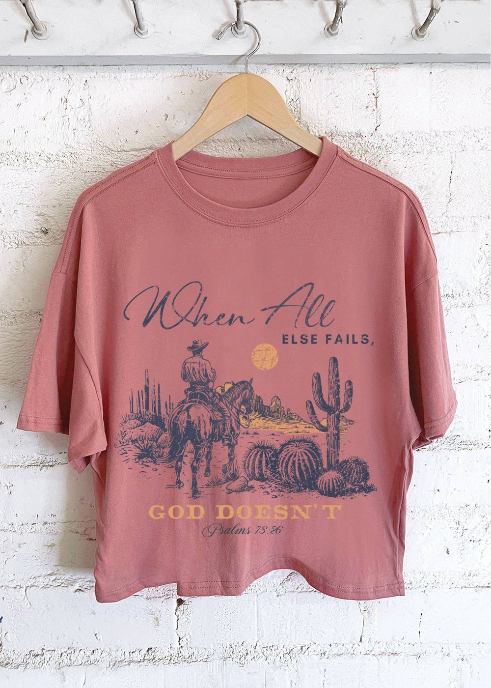 When All Else Fails God Doesn't Graphic Long Crop Tee