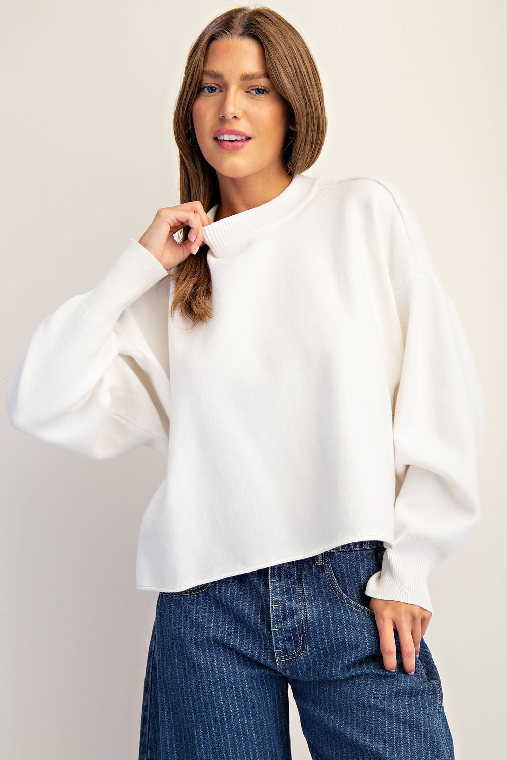 Long Sleeve Round Neck Cropped Sweater