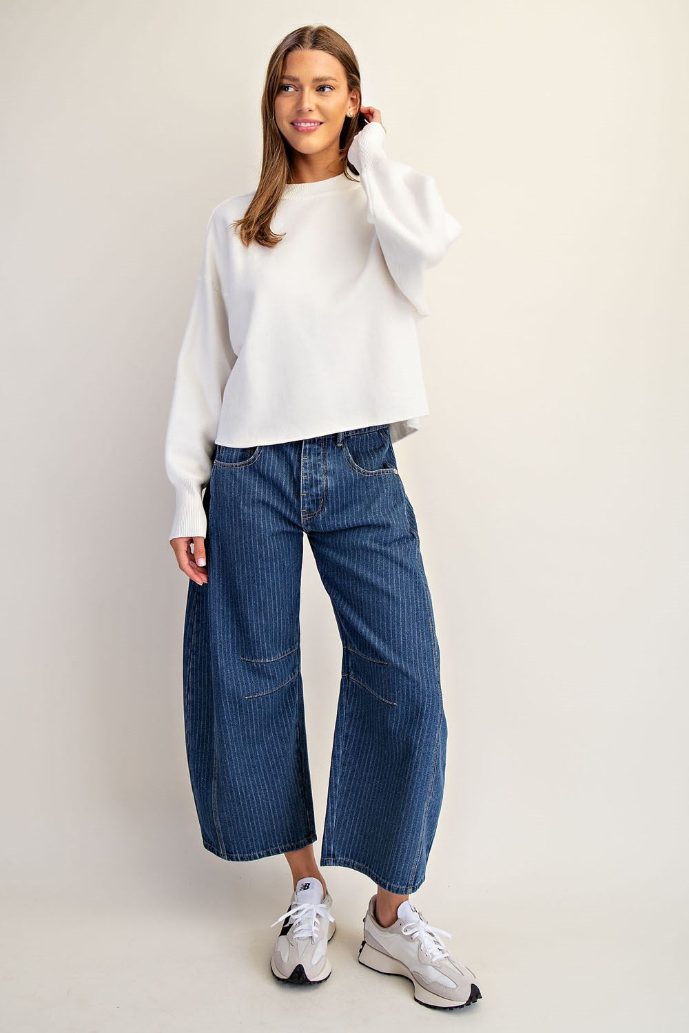 Long Sleeve Round Neck Cropped Sweater