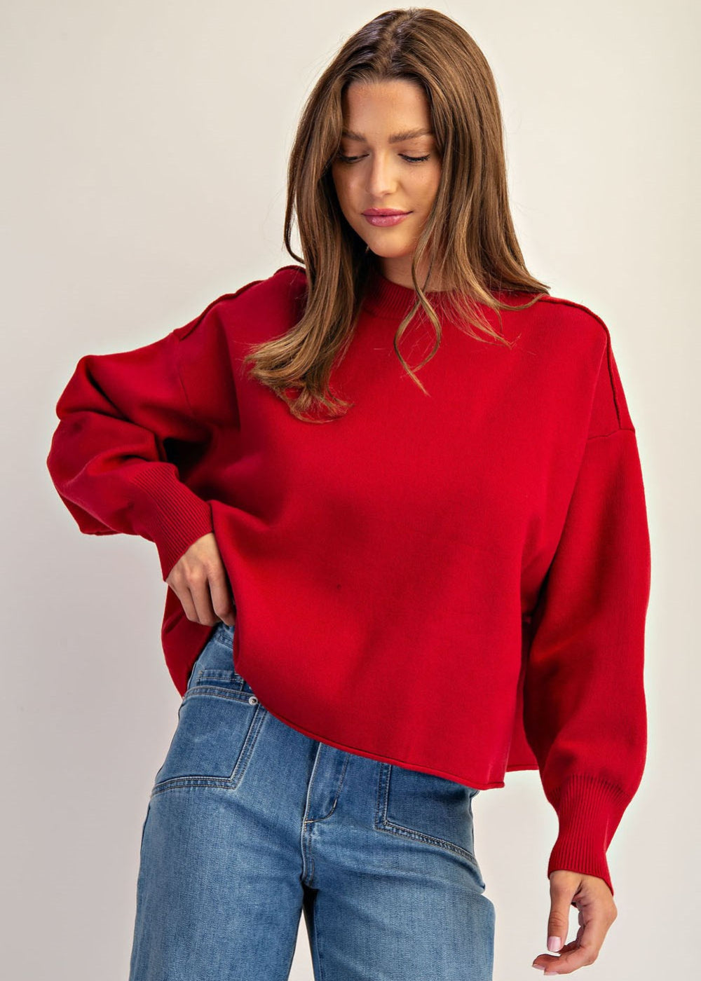Long Sleeve Round Neck Cropped Sweater