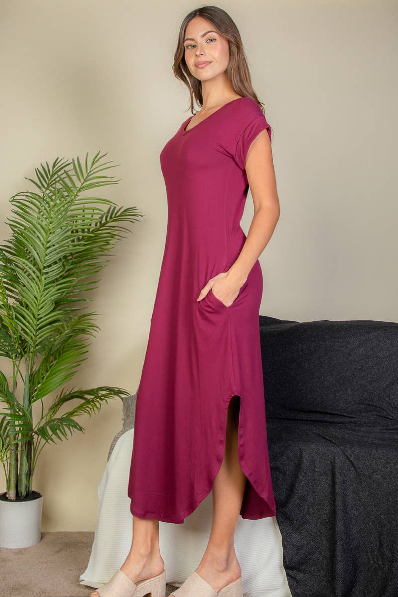 V-Neck Side Slit Maxi Dress