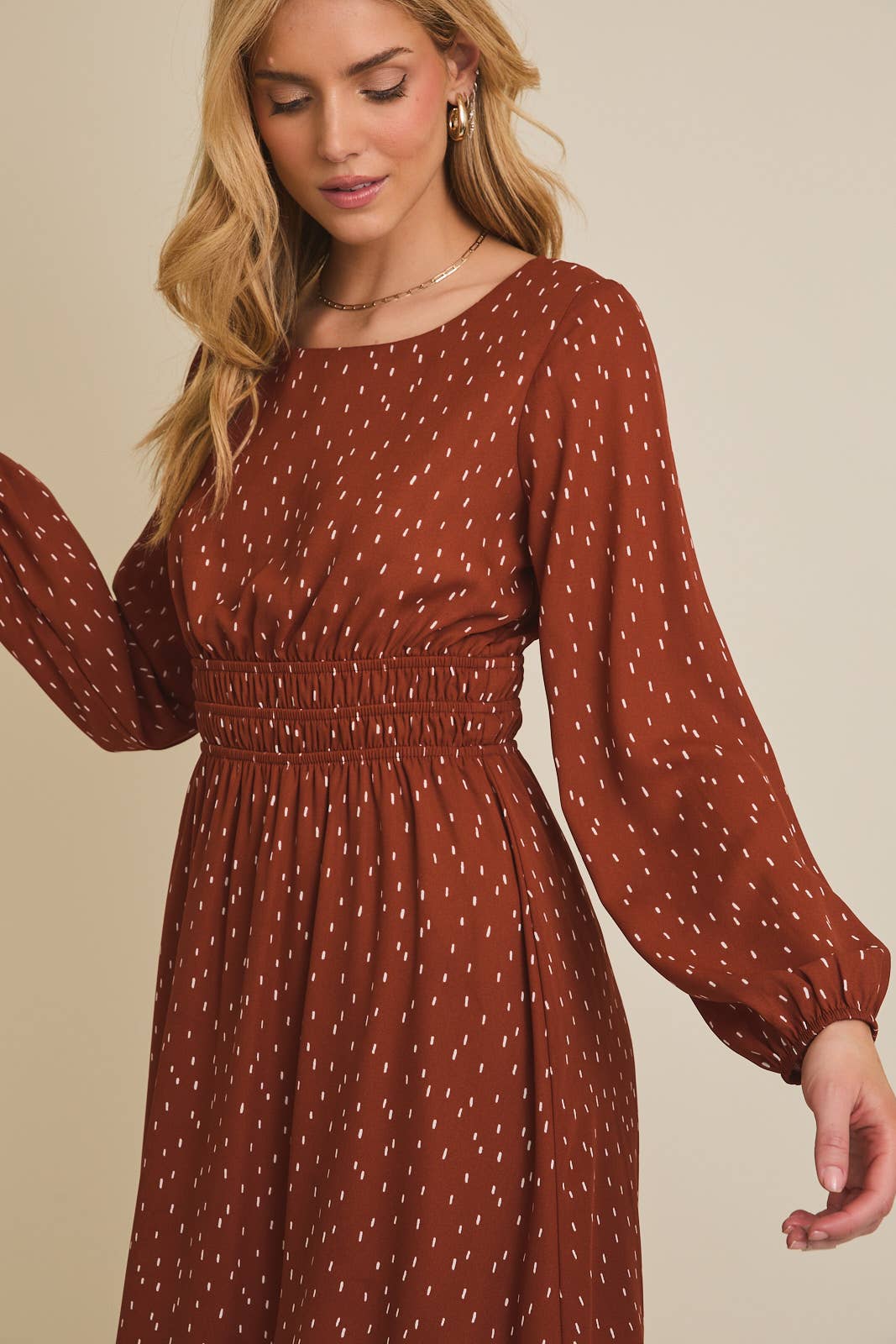 Round Neck Long Sleeve Dress
