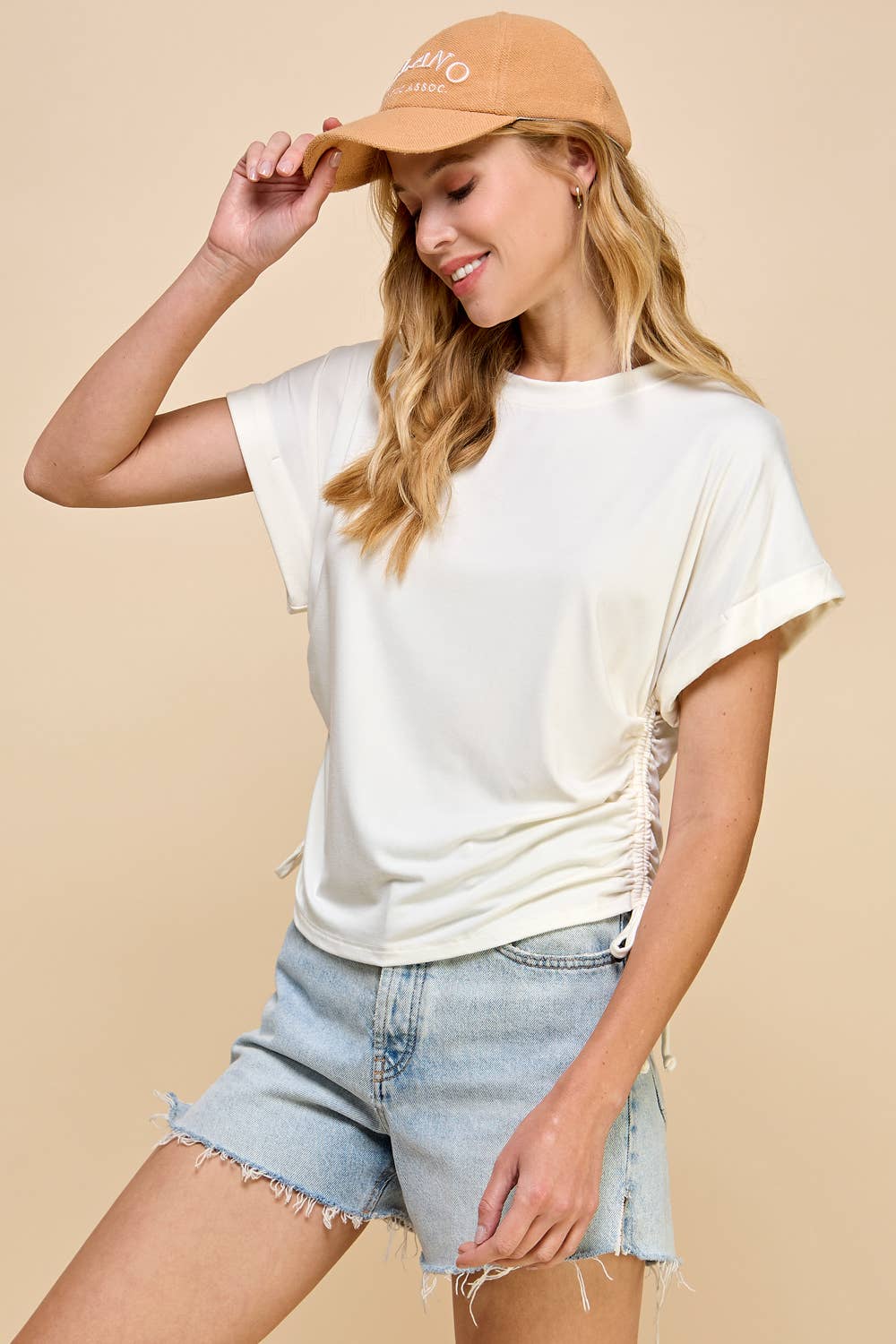 Ruched Side Detail Basic Top