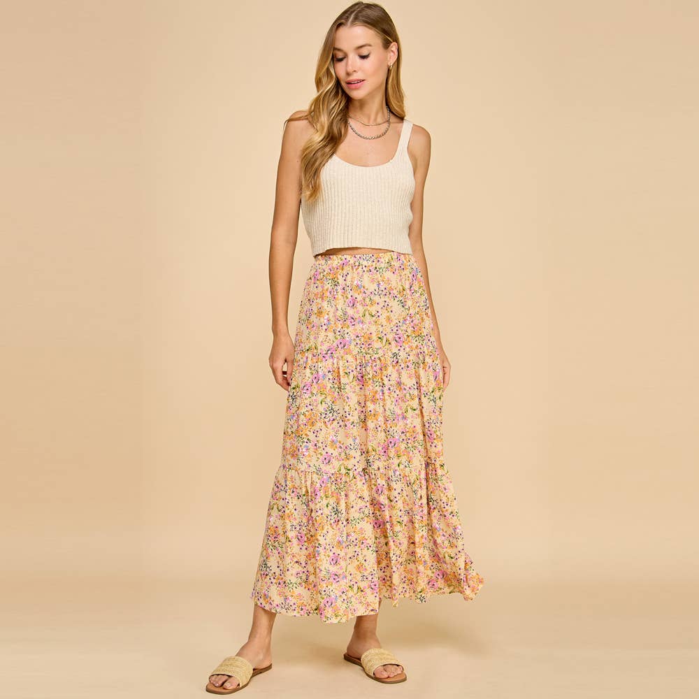 Flowy Floral Tiered Maxi Skirt