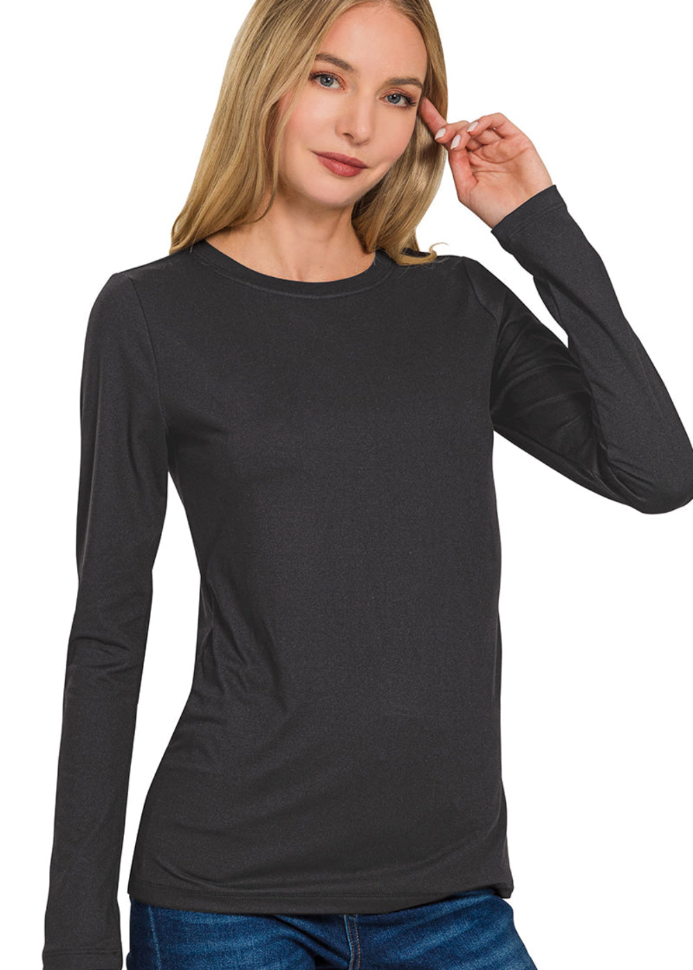 Buttery Soft Round Neck Long Sleeve Tee