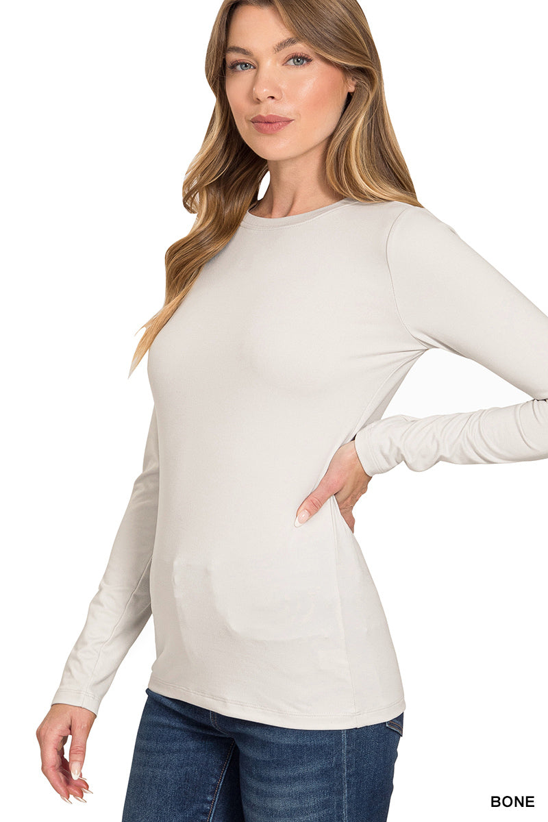 Buttery Soft Round Neck Long Sleeve Tee