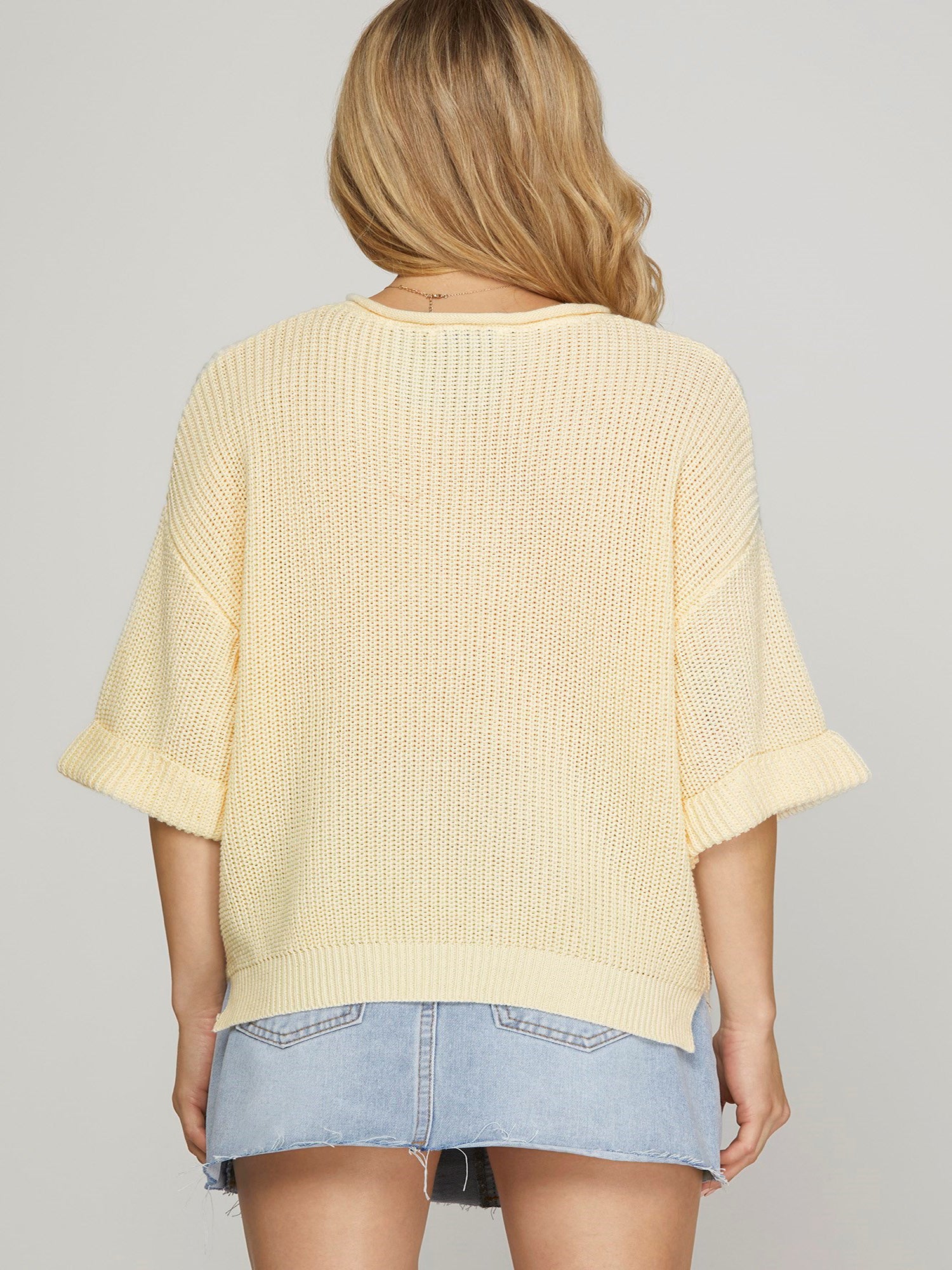 Half Sleeve V-Neck Sweater