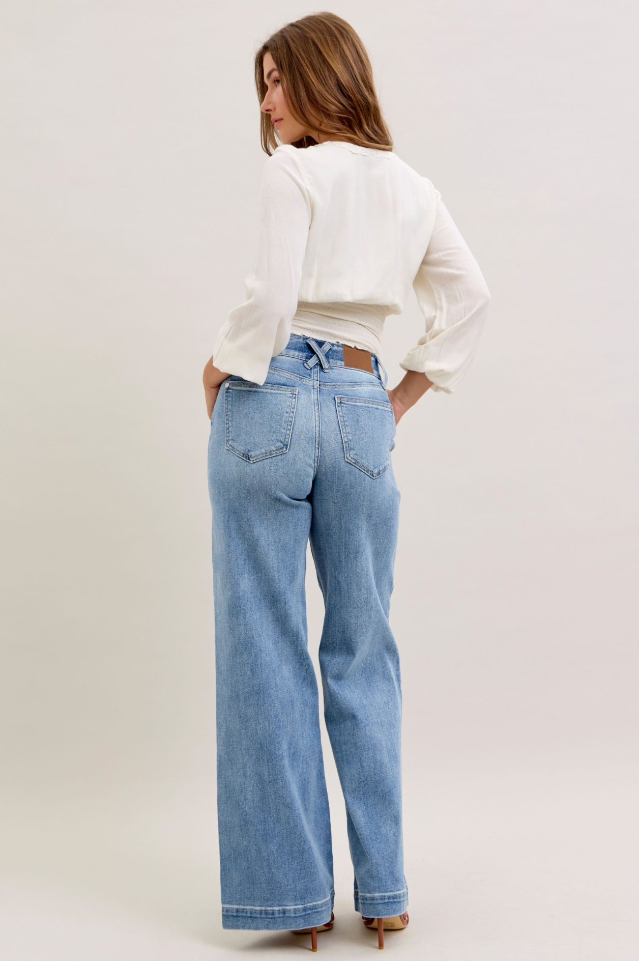Judy Blue High Waisted Trouser Wide Leg Jeans