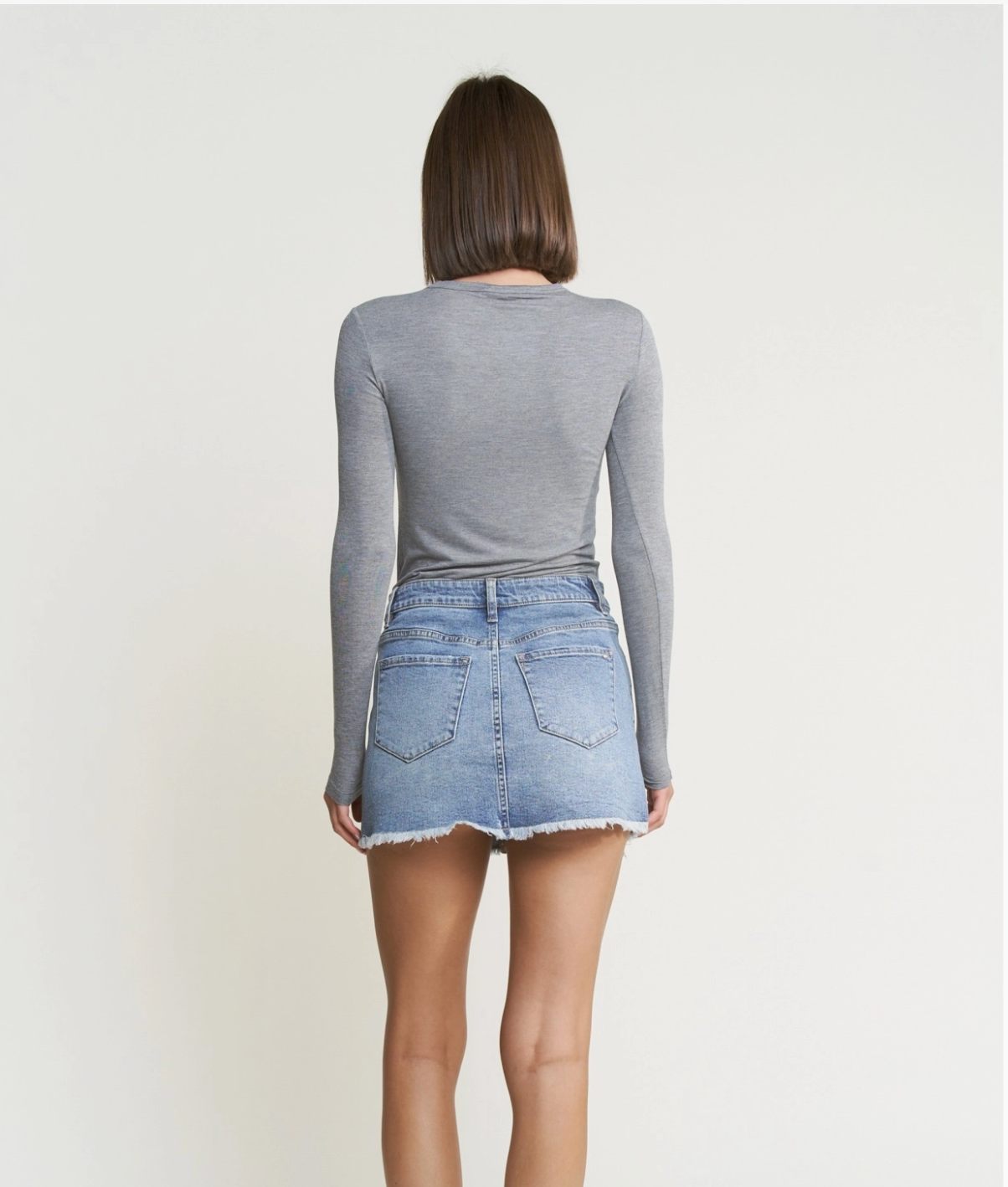 High Rise Denim Mini Skirt