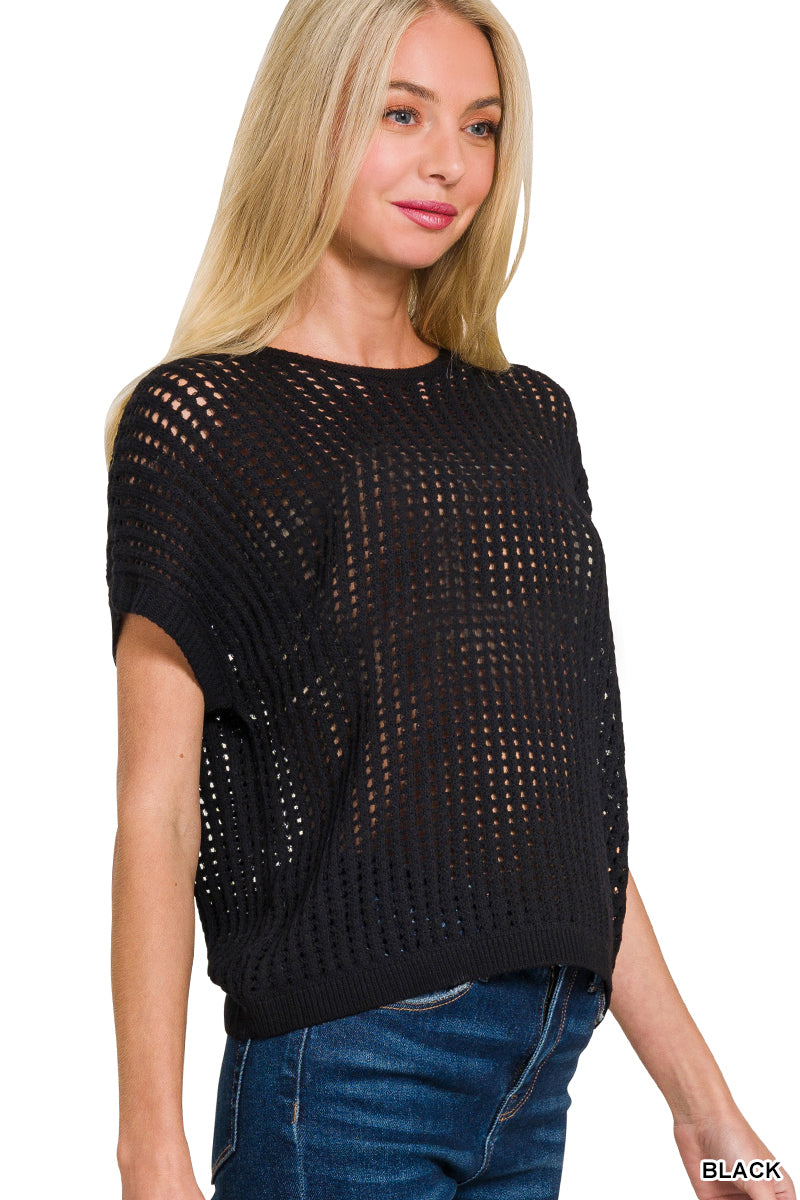 Crochet short-sleeve top