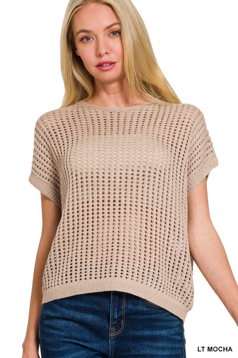Crochet short-sleeve top