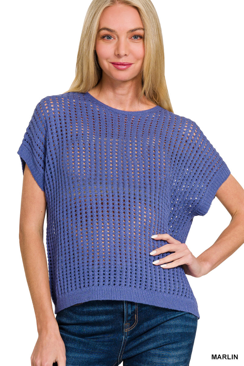 Crochet short-sleeve top