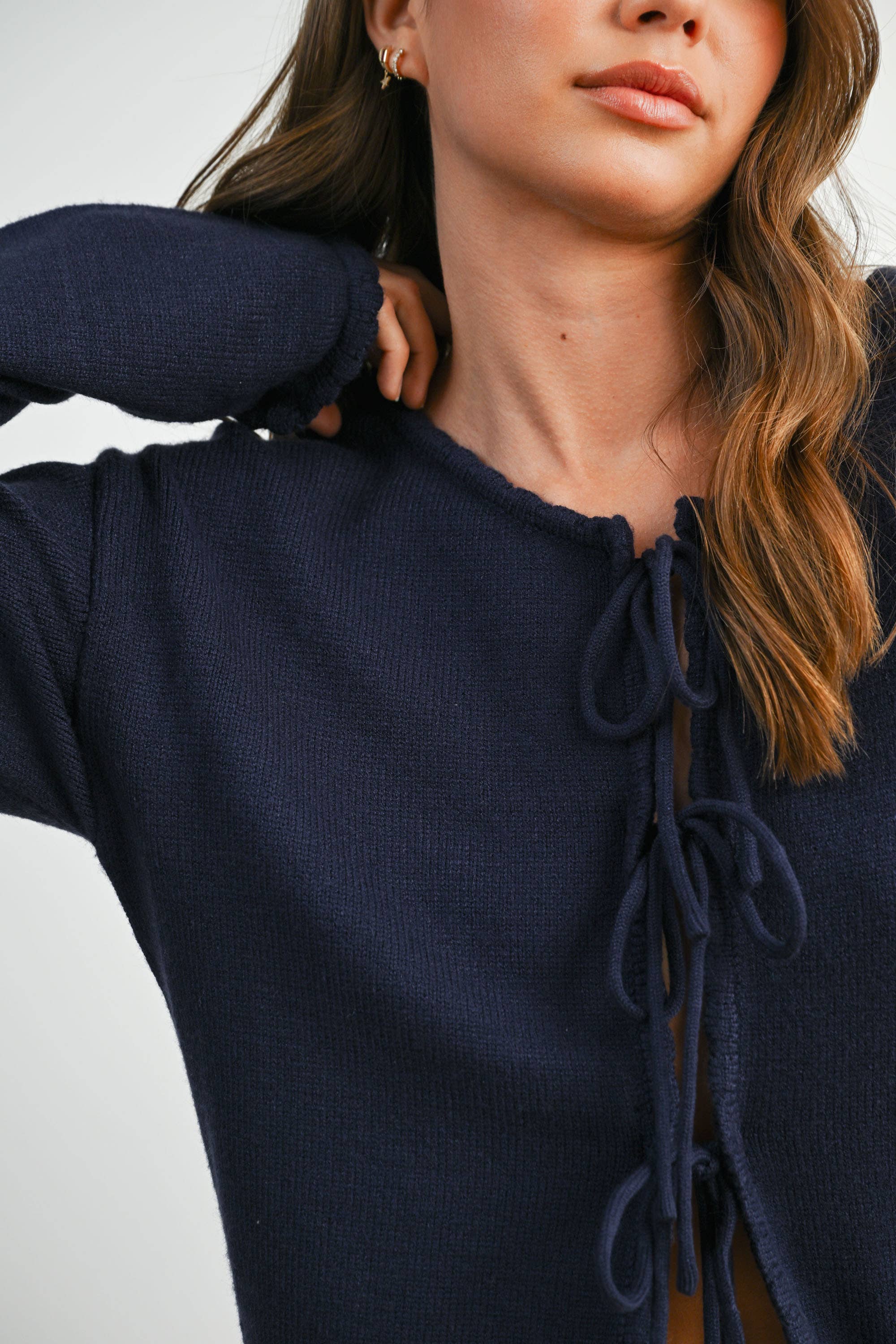 Tie-Front Cropped Sweater