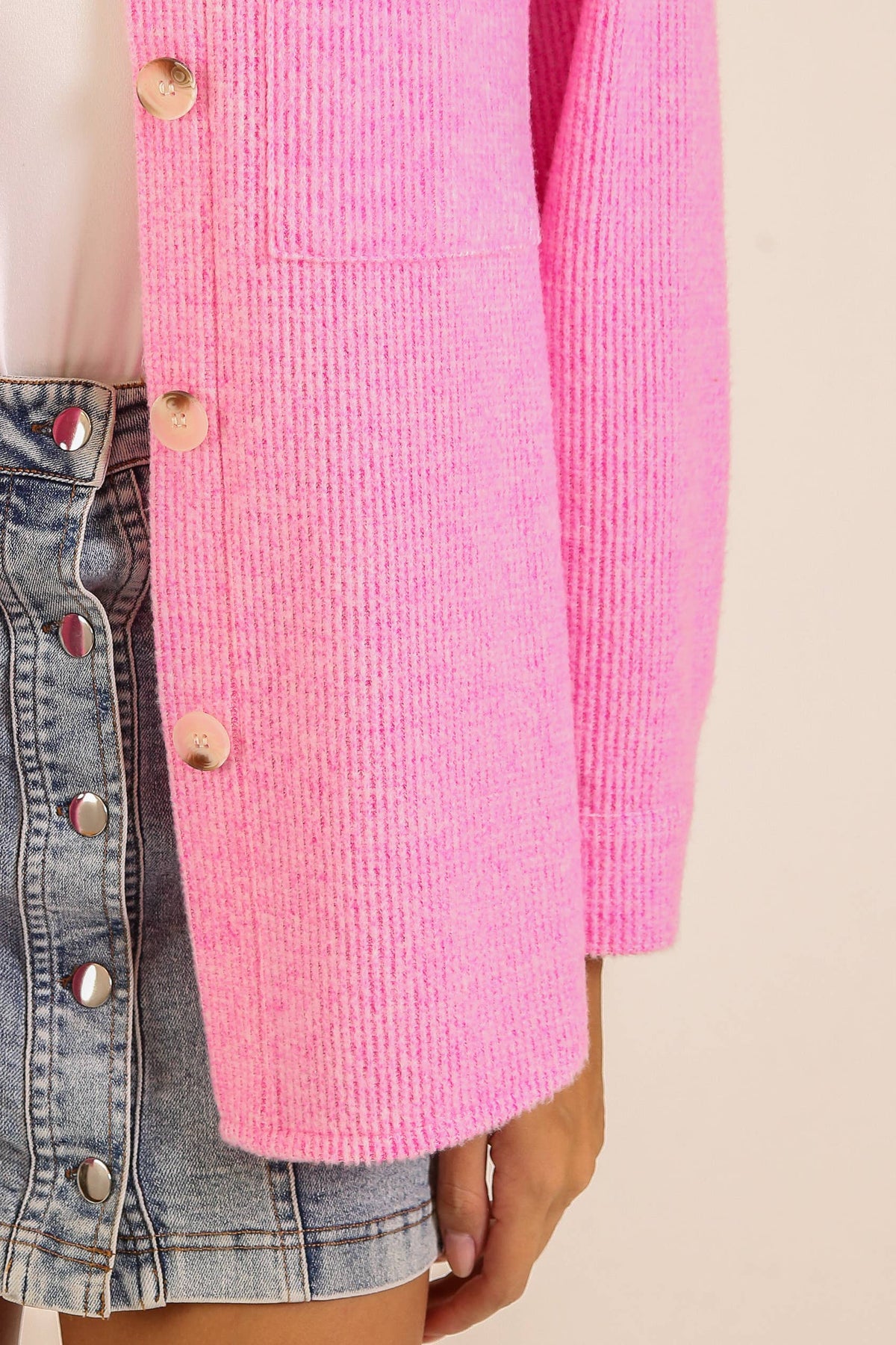 Brushed Waffle Button-Up Shacket