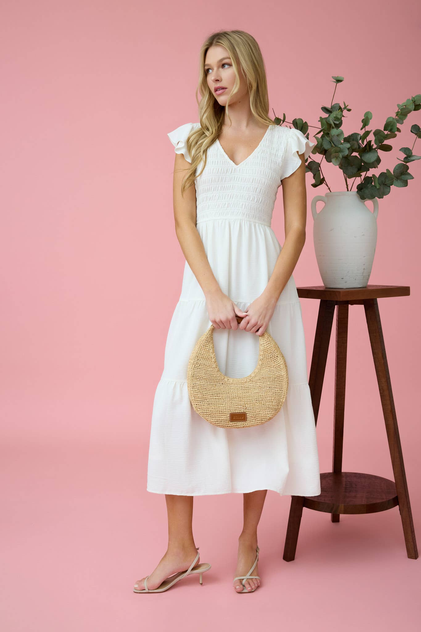 FLUTTER SLEEVE MAXI DRESS