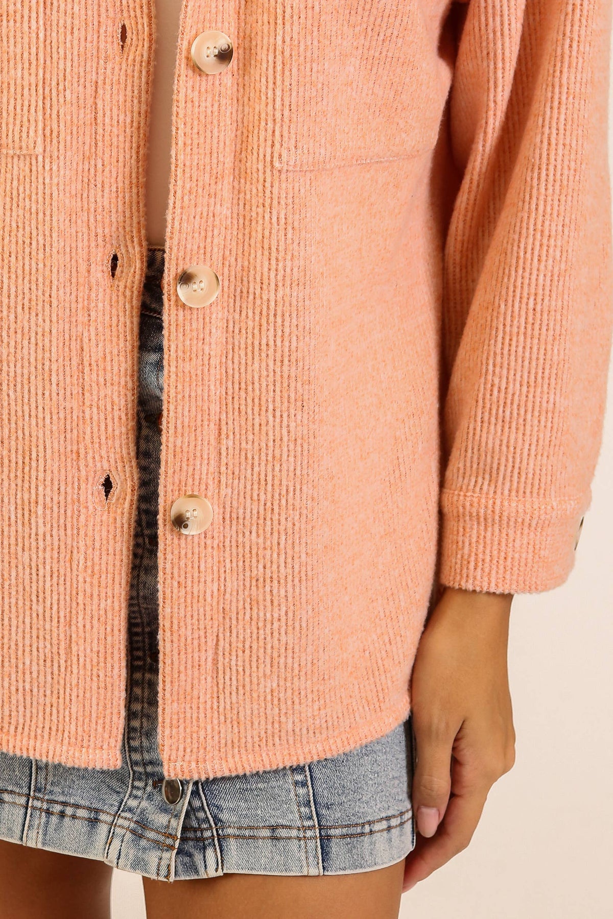 Brushed Waffle Button-Up Shacket