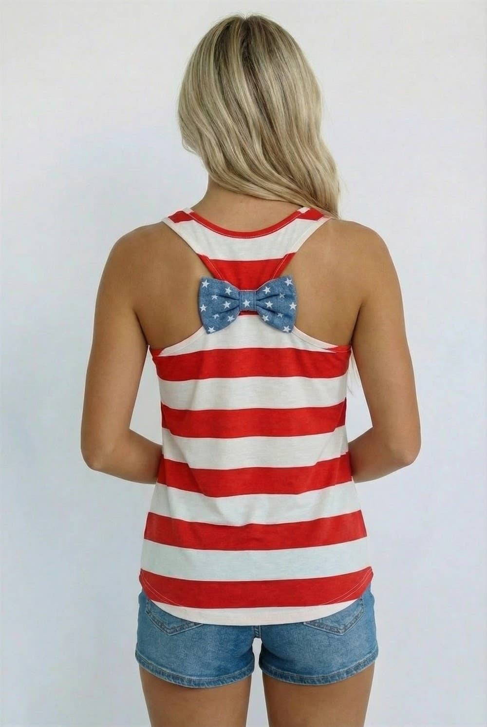 Patriotic Striped Bow Back Tank Top