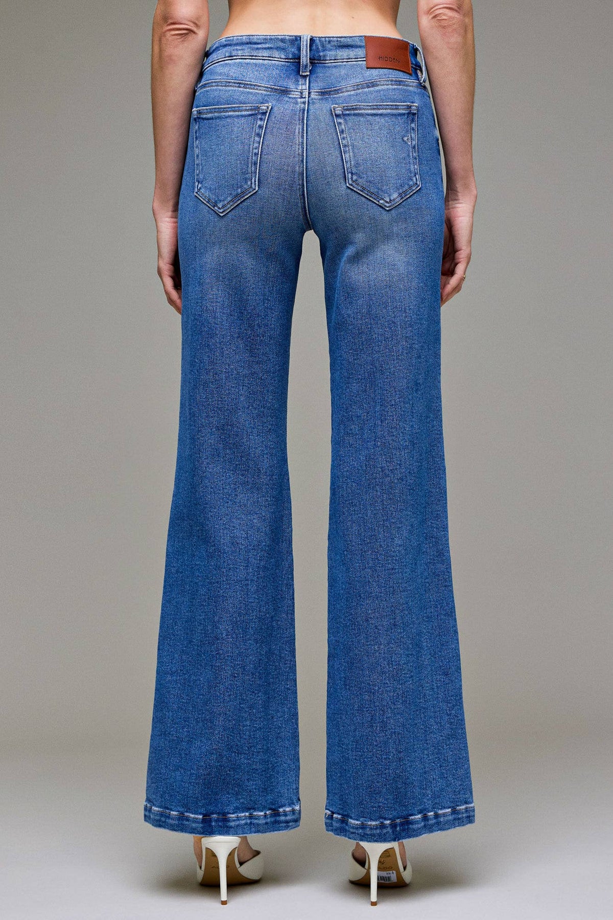Mid Rise Pintuck Flare Jeans