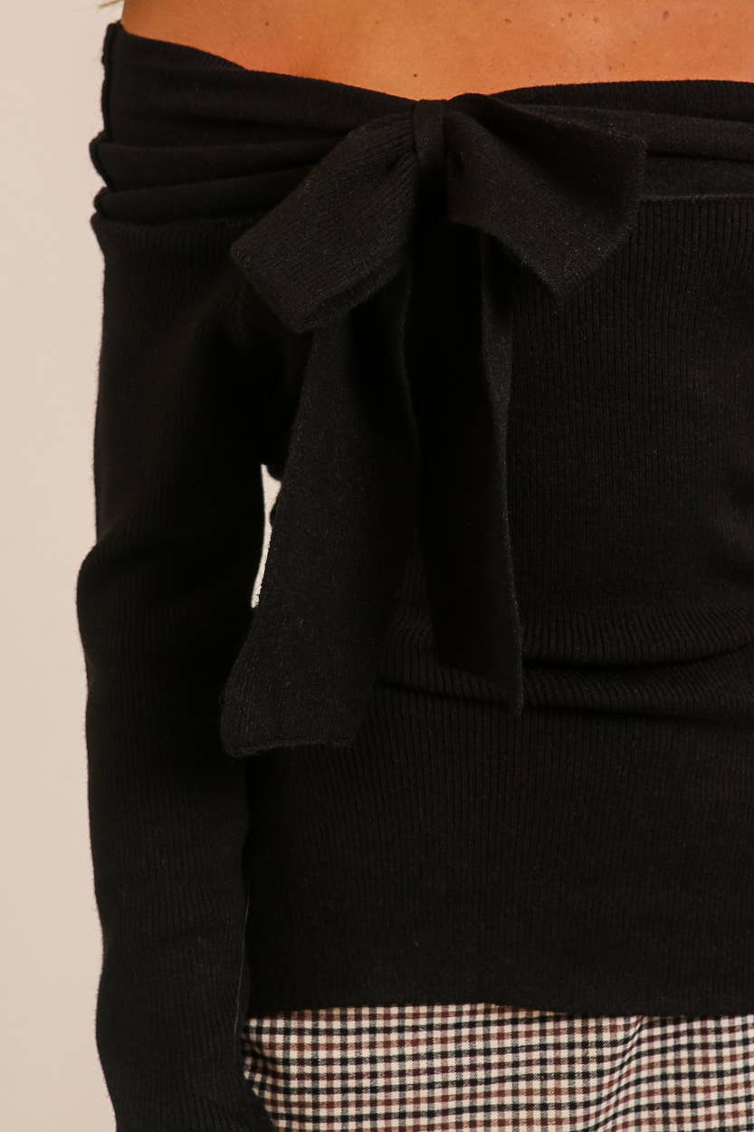 Bow Detail Off Shoulder Sweater