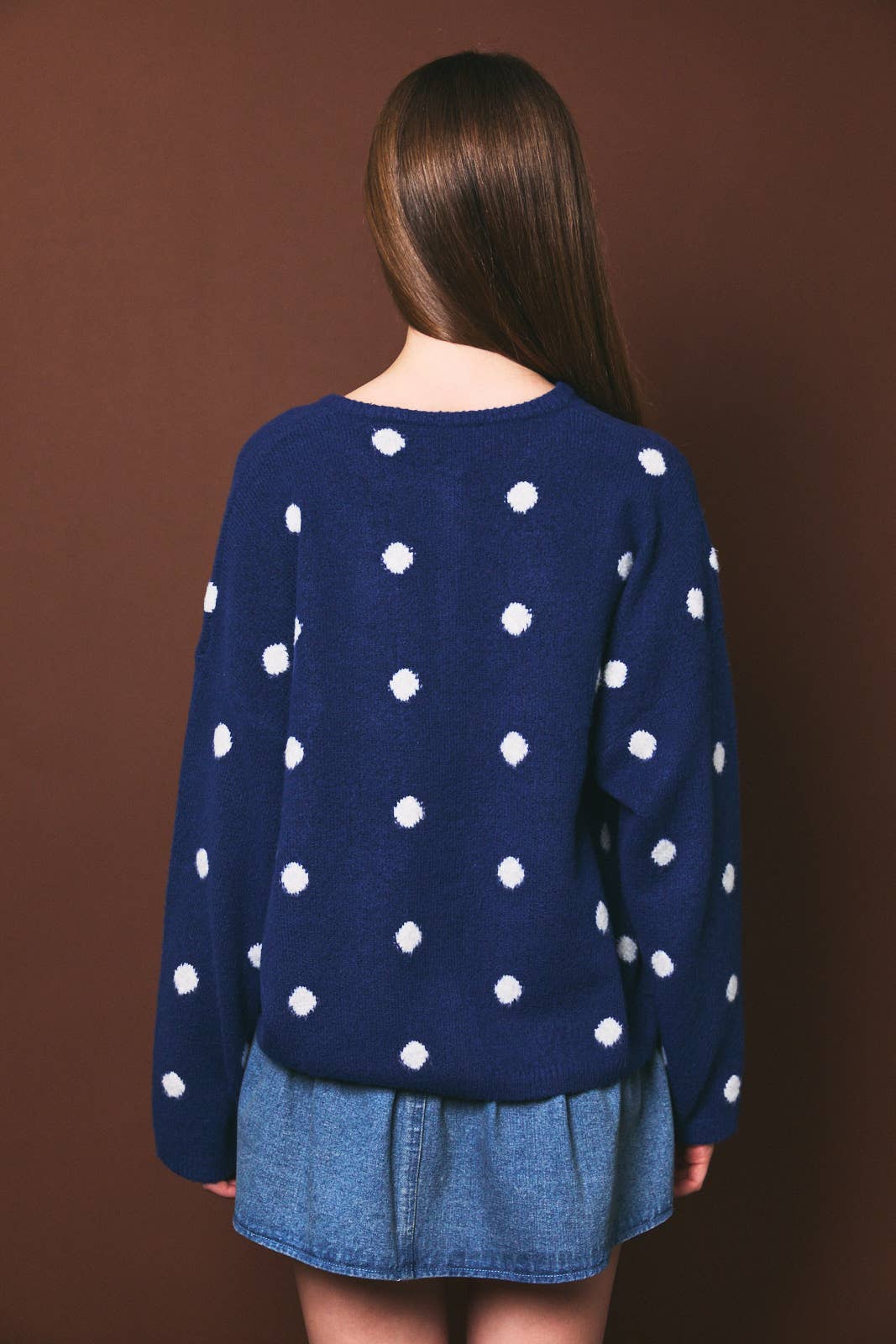 Polka Dot Button Front Cardigan Sweater