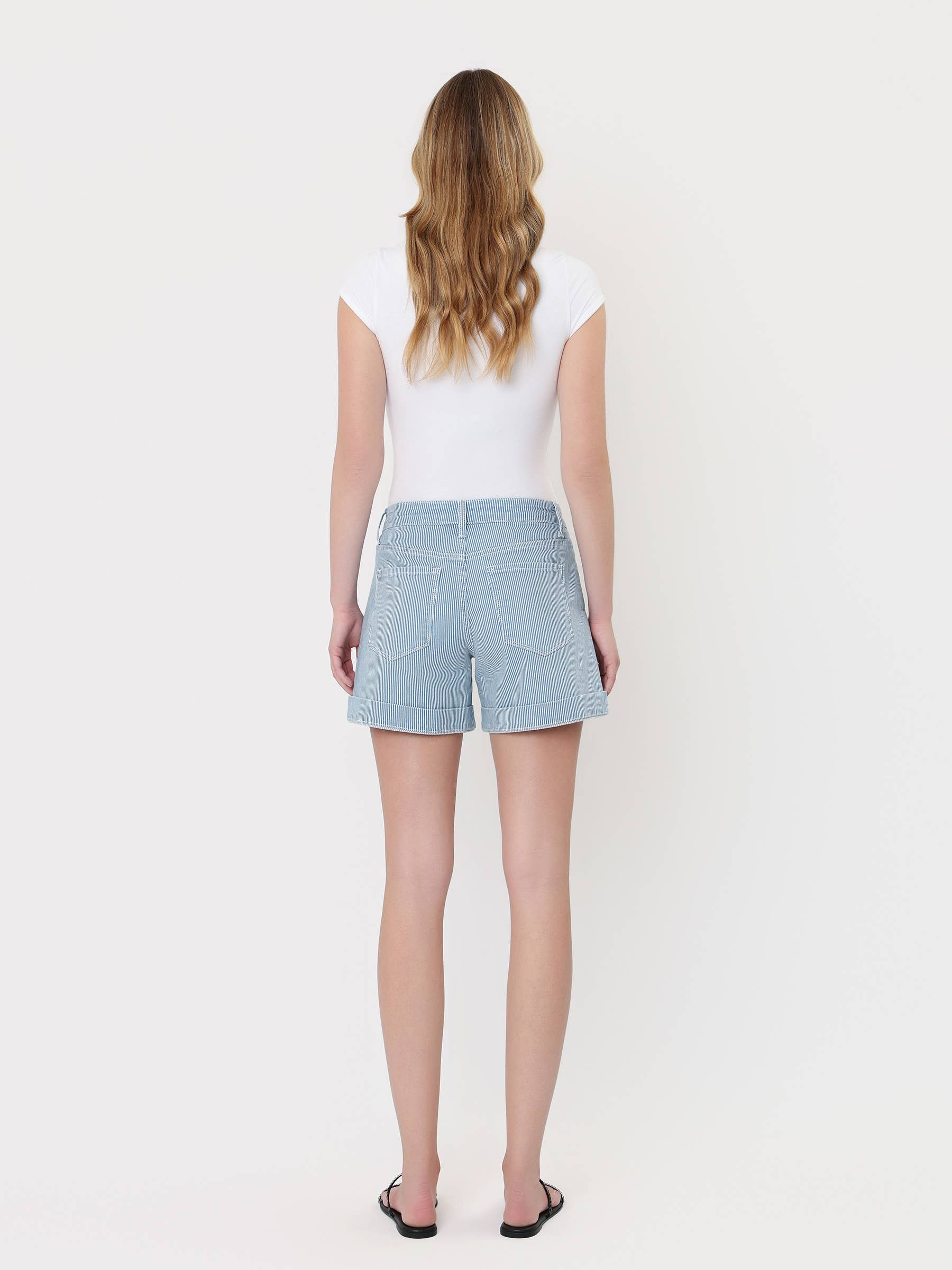 High Rise Striped Cuff Short