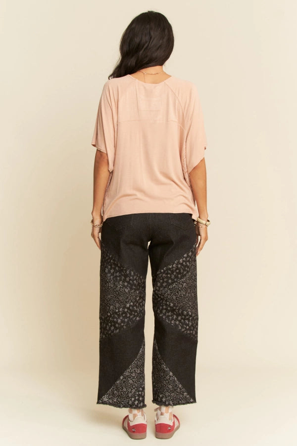 Floral Print Wide Leg Jeans