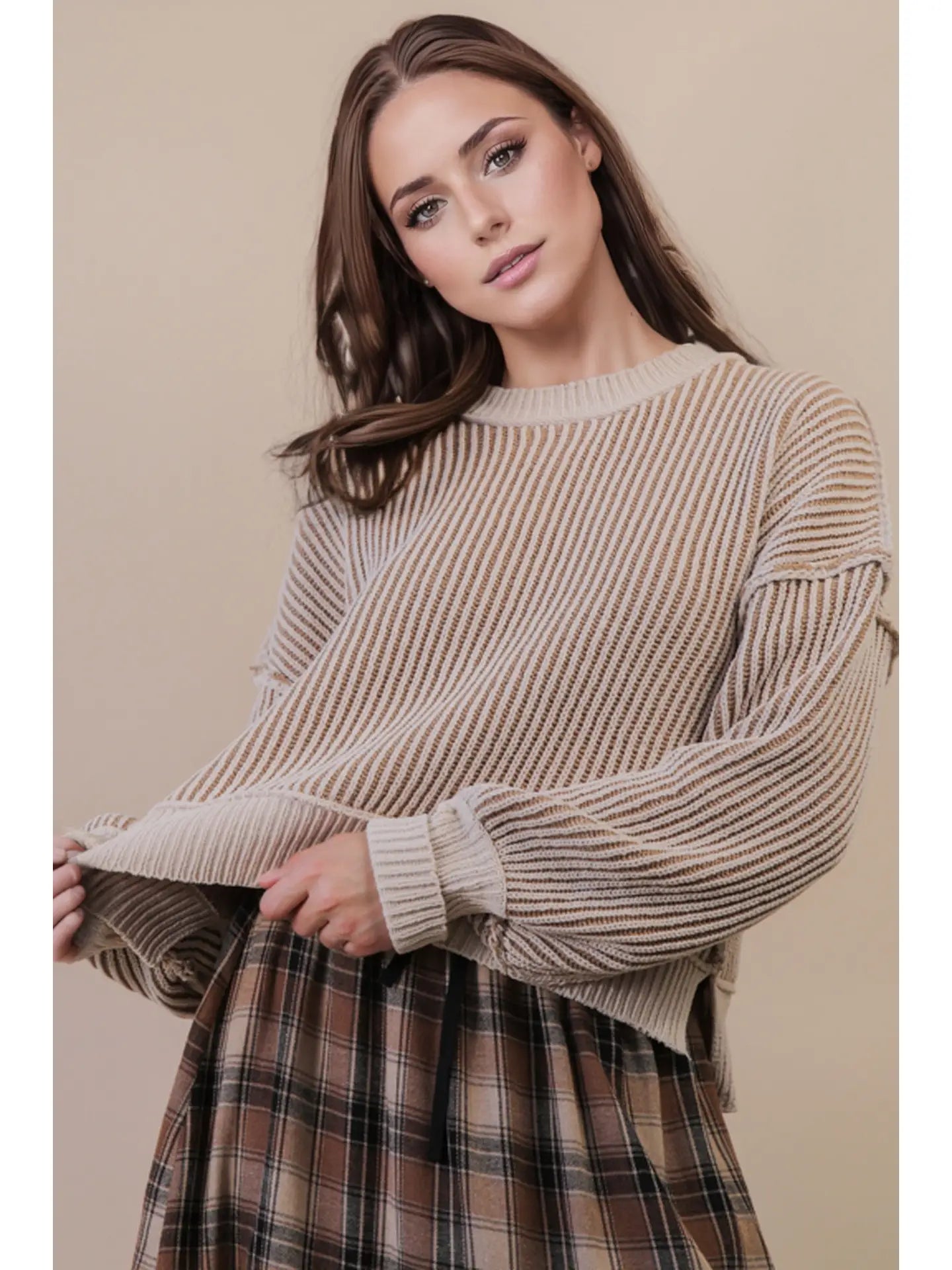 Two-Tone Striped Sweater