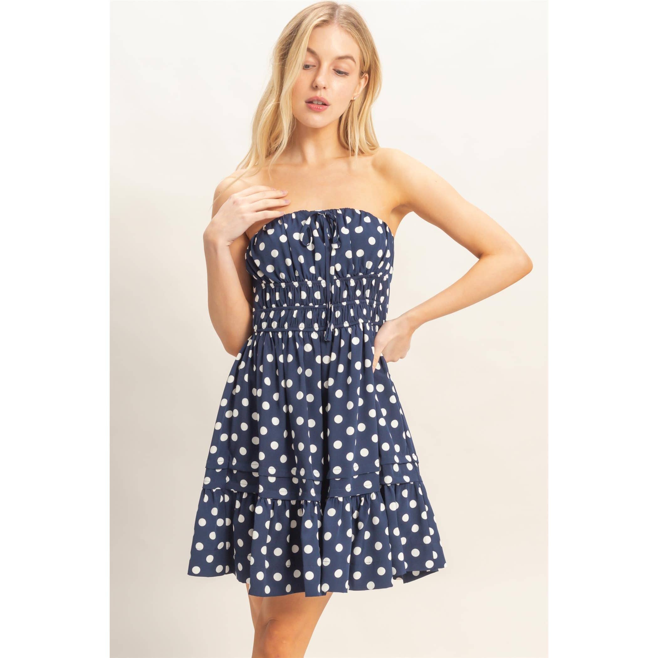 Polka Dot Strapless Dress