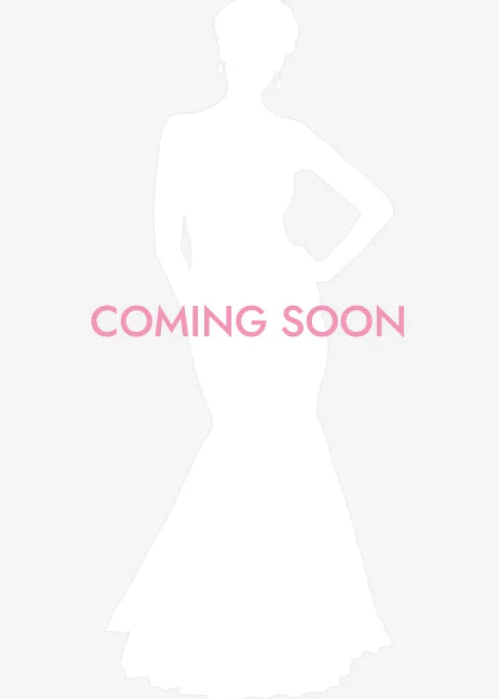 Mannequin wearing a white dress with 'COMING SOON' text on a white background
