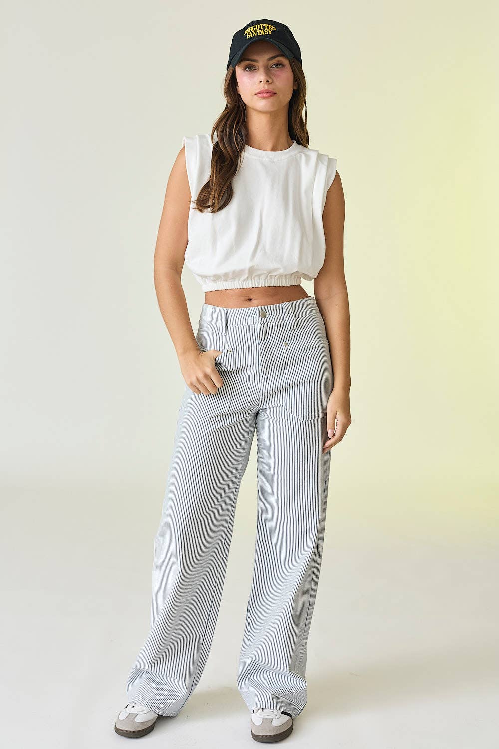 Pinstripe Straight Leg Trousers