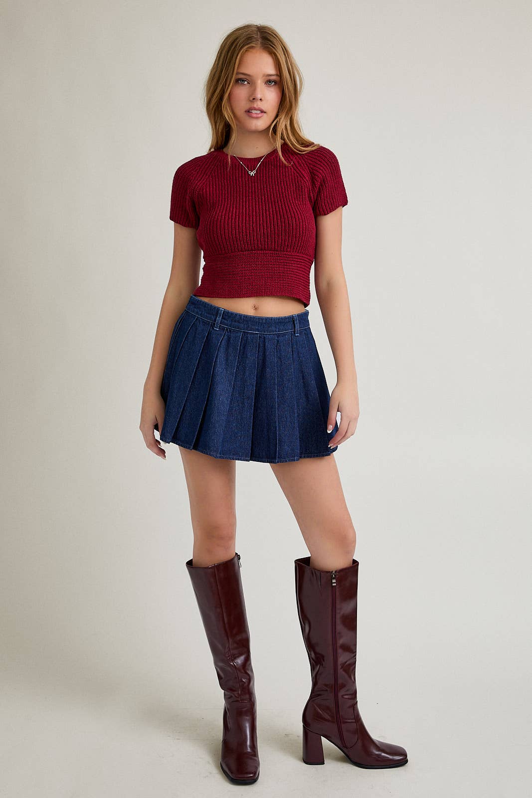 TIe-Back Short Sleeve Sweater