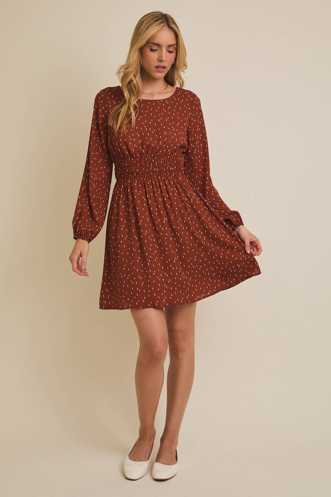 Round Neck Long Sleeve Dress