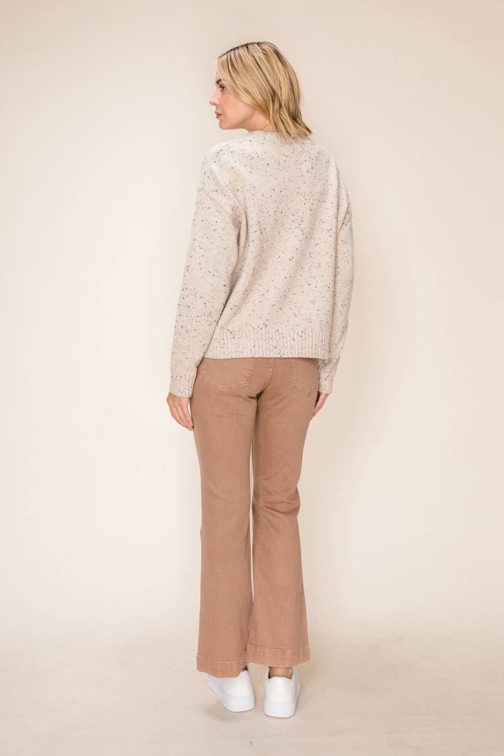 Speckled Knit Crew Neck Sweater