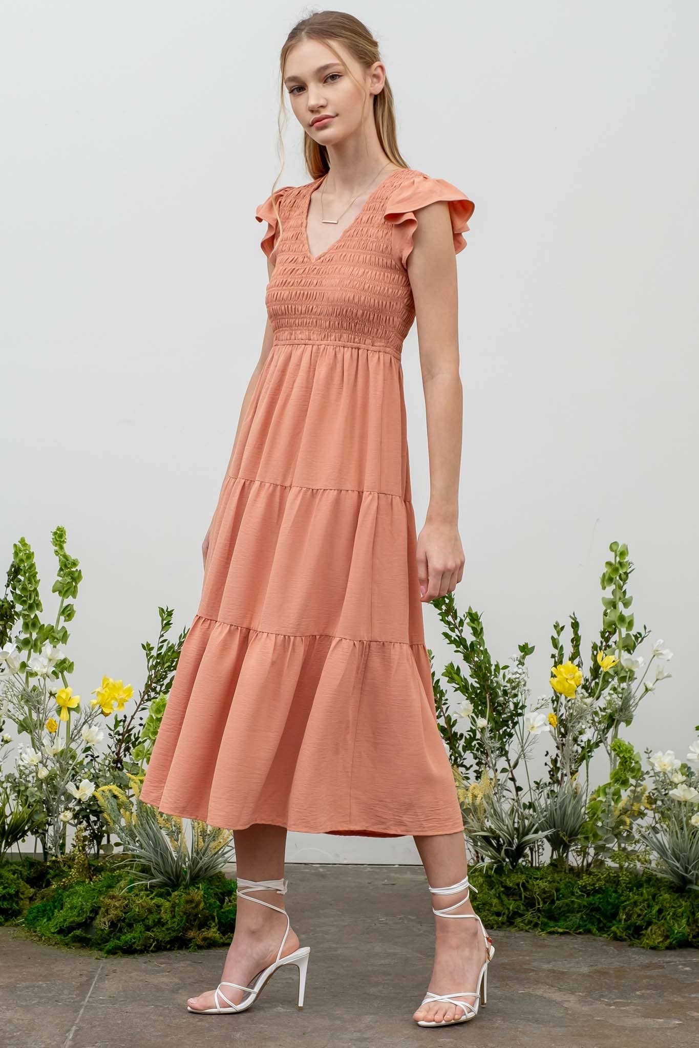 FLUTTER SLEEVE MAXI DRESS