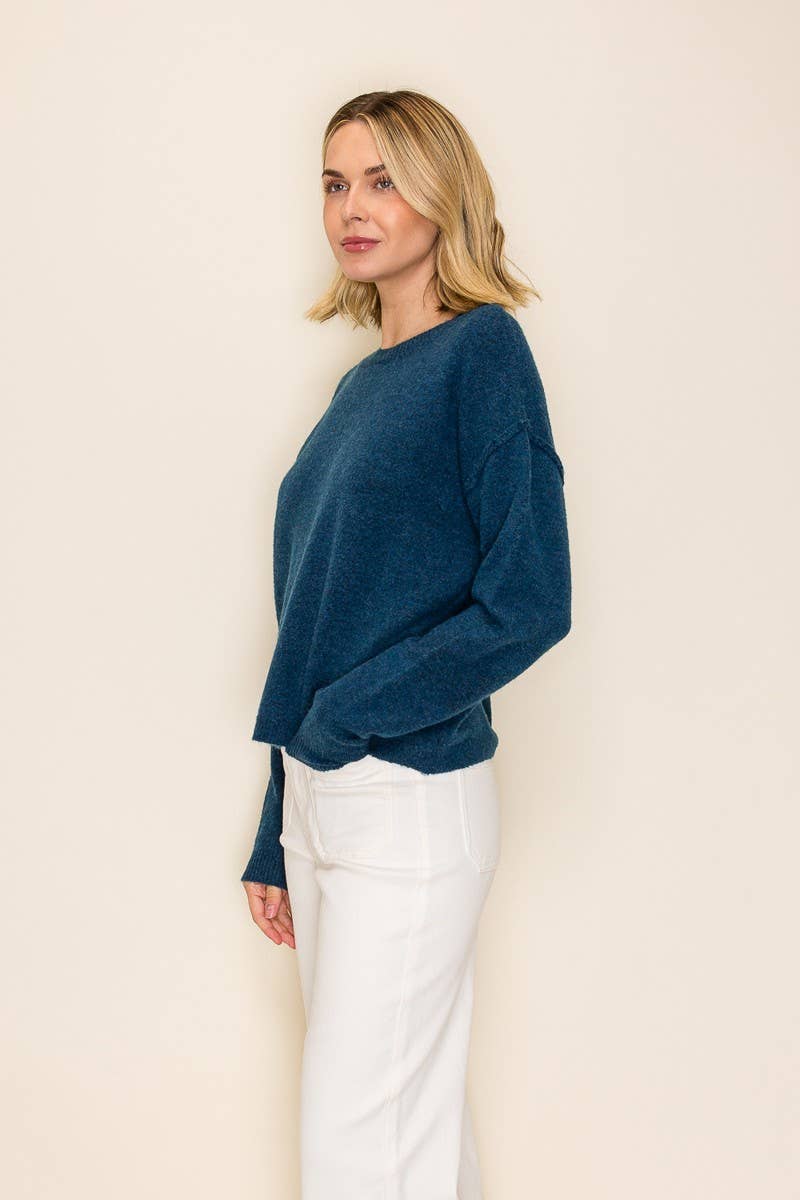 Heathered Crew Neck Knit Sweater