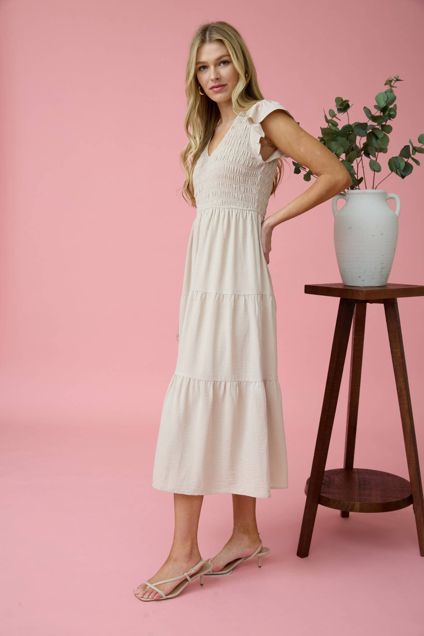 FLUTTER SLEEVE MAXI DRESS