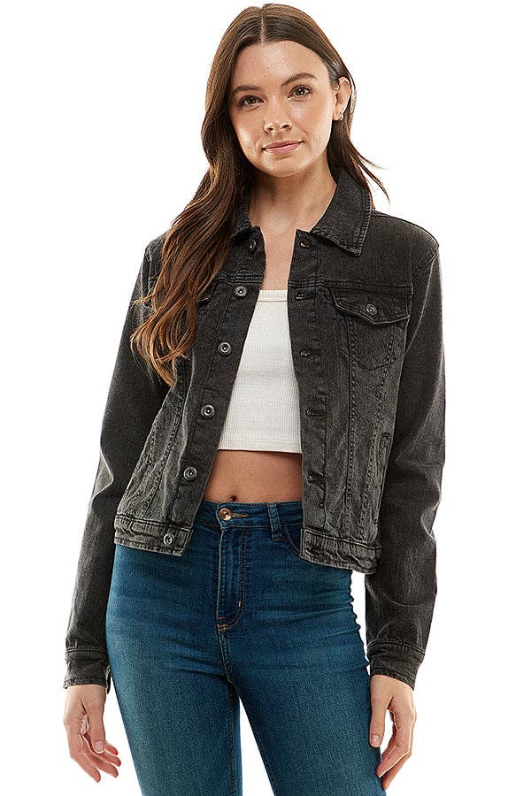Cotton Blend Stretch Denim Jacket
