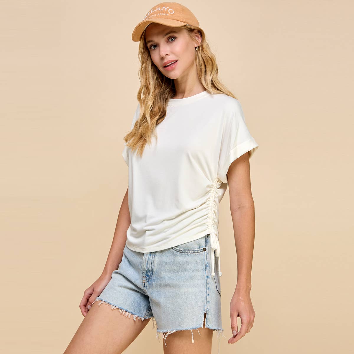 Ruched Side Detail Basic Top