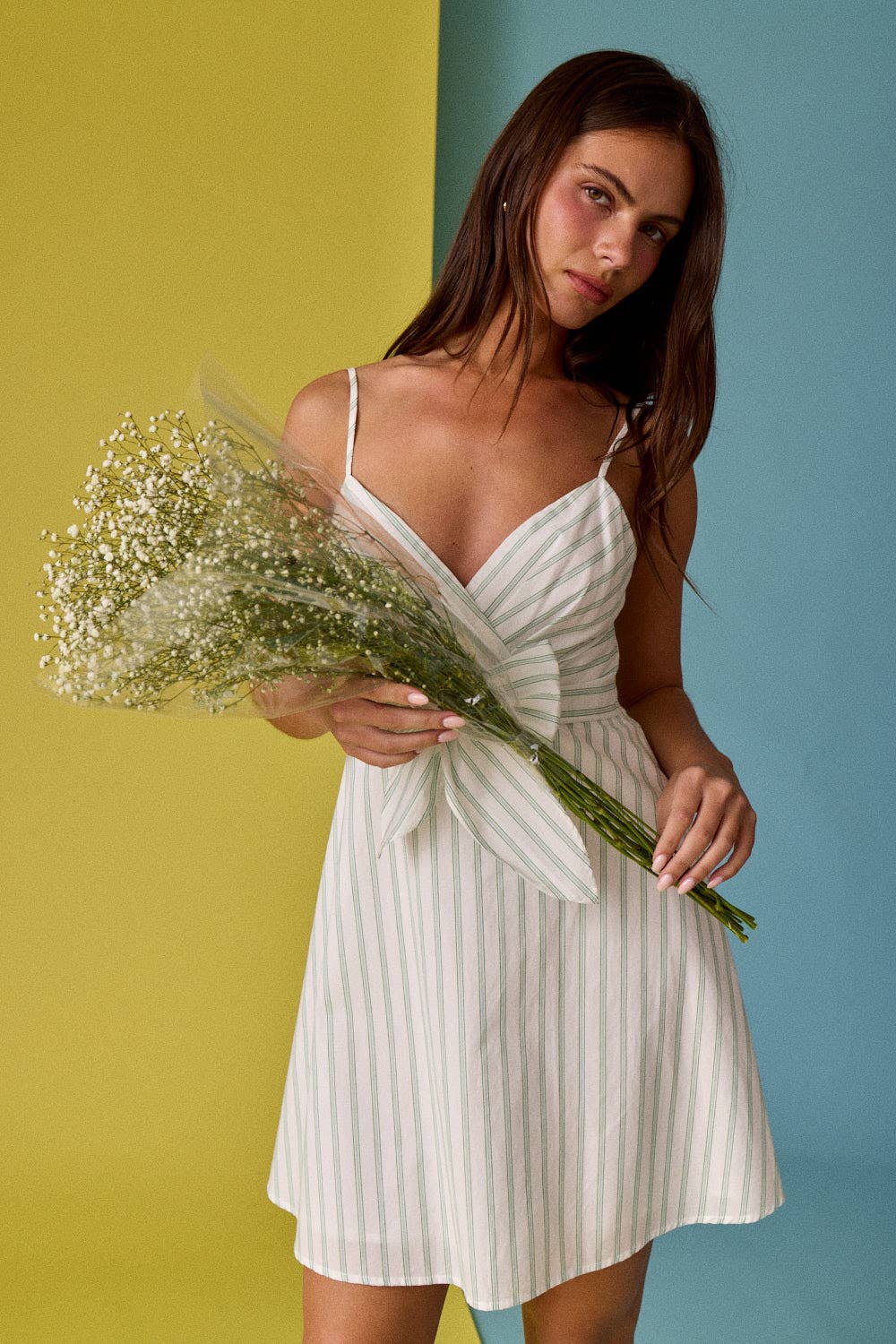 Lightweight Striped Tie Back Mini Dress