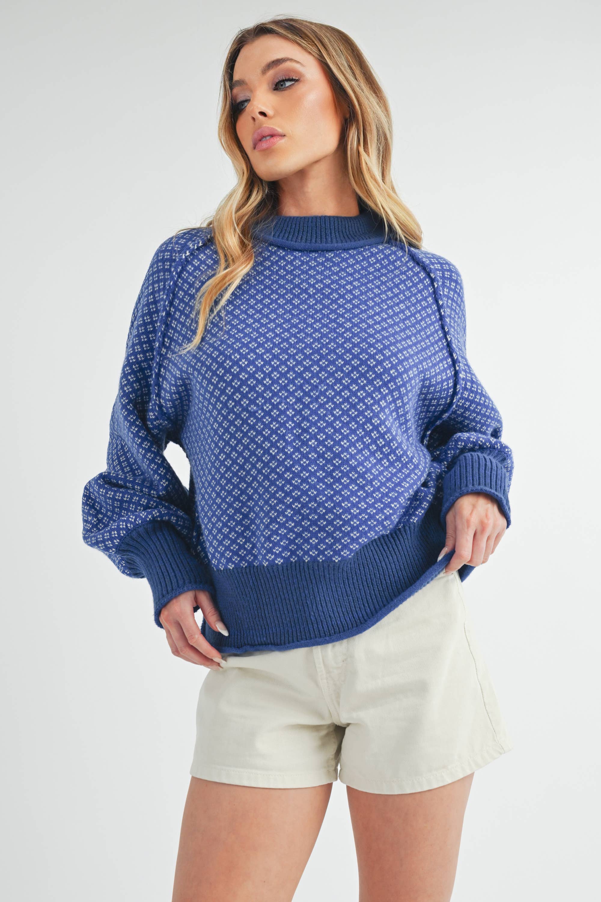 Mock Neck Ribbed Sweater